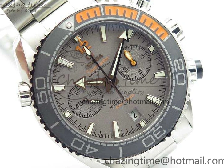 0218 Planet Ocean Master Chrono SS OM 1:1 Best Edition Gray Dial On SS Bracelet A9900 V Efficient 8116